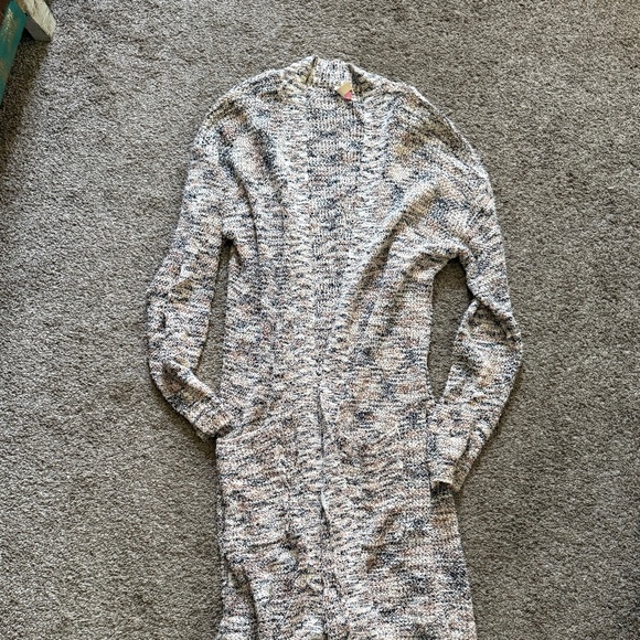 Pilcro Anthropologie Open Front Long Duster Textured Knit Cardigan Sweater - Picture 1 of 4